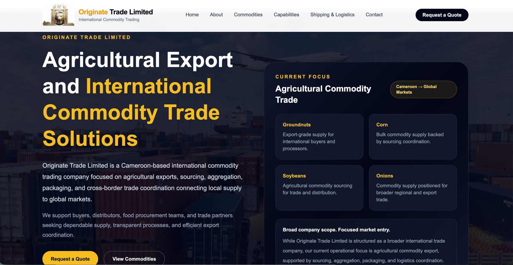 Un site d'exportation conçu pour convaincre des acheteurs internationaux en phase de vérification